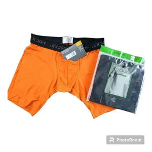 Jockey Sport midway brief & crew neck t-shirt bundle orange/ black NWT S…